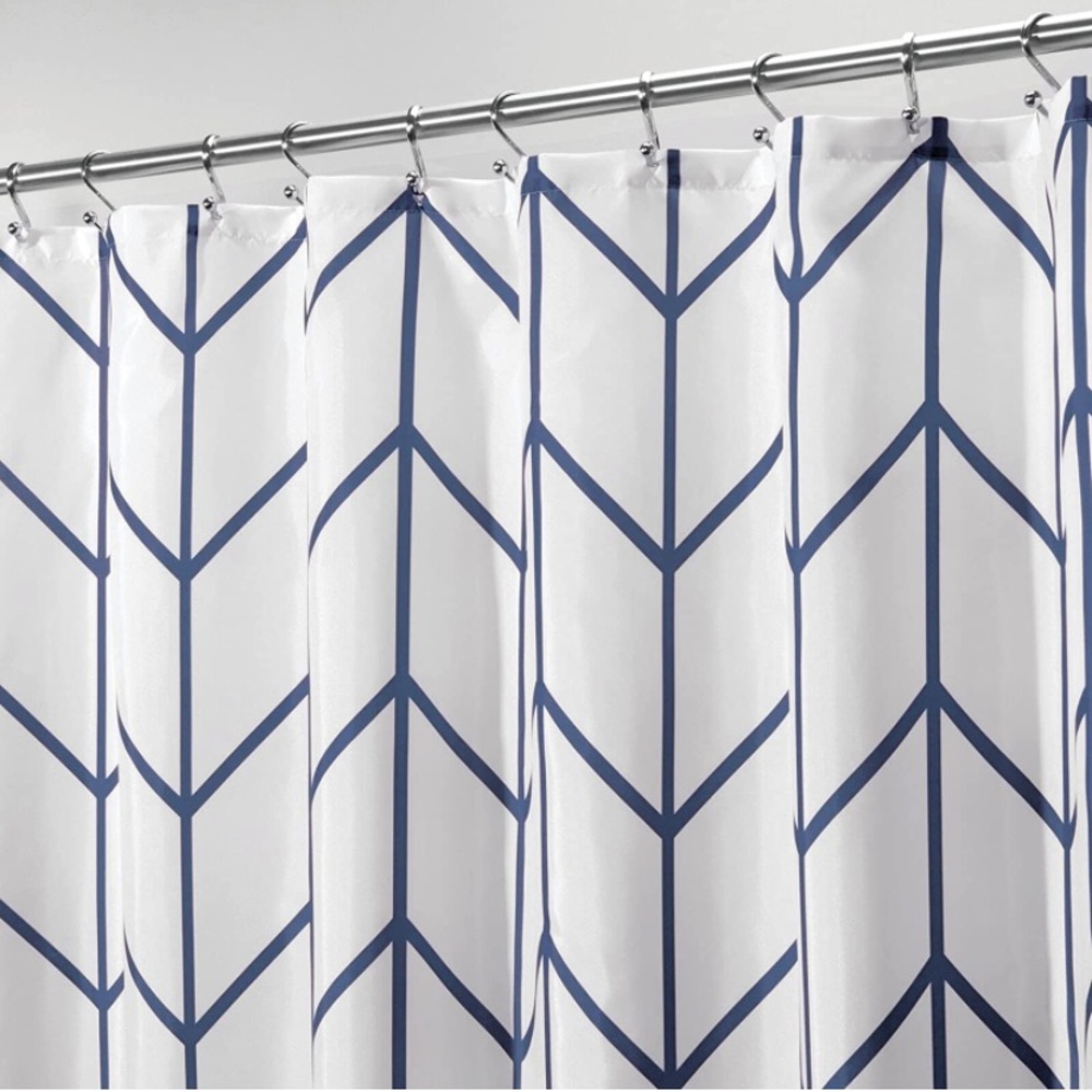 Navy and White Shower Curtain